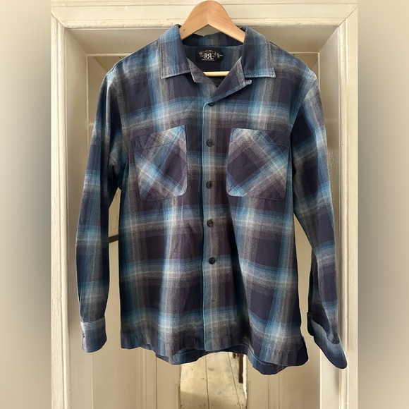 Ralph Lauren RRL Men's Plaid Print Long Sleeve Shirt sz L - Picture 1 of 9